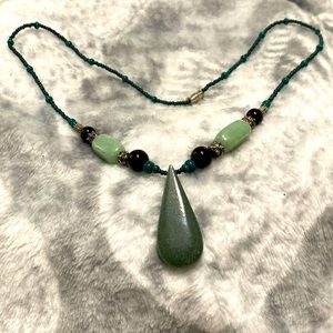 💖 5/$25 Green jade marble stone necklace